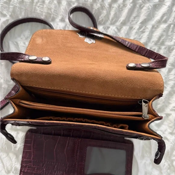 Patricia Nash Dark Purple Croc-Embossed Crossbody Bag - Picture 11 of 12